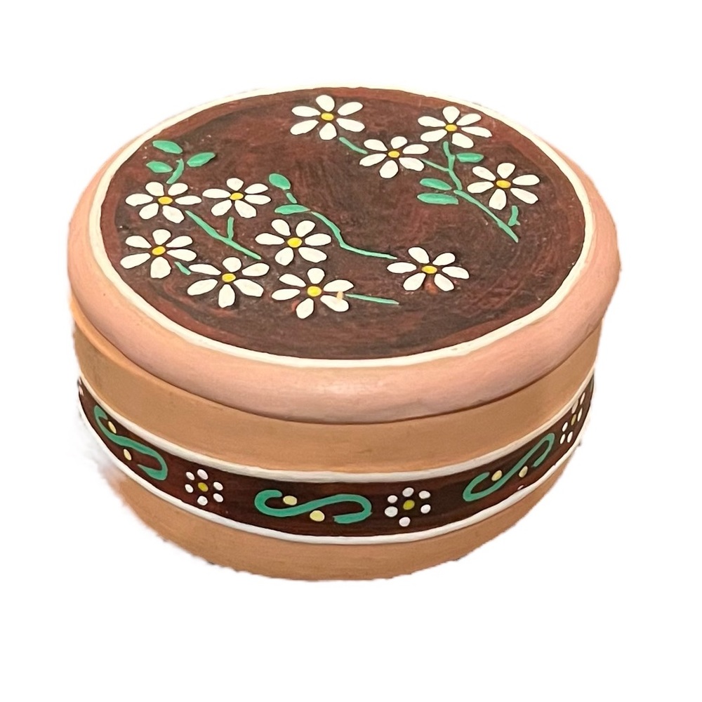 Hand painted Mexican Terracotta Round Trinket Dish